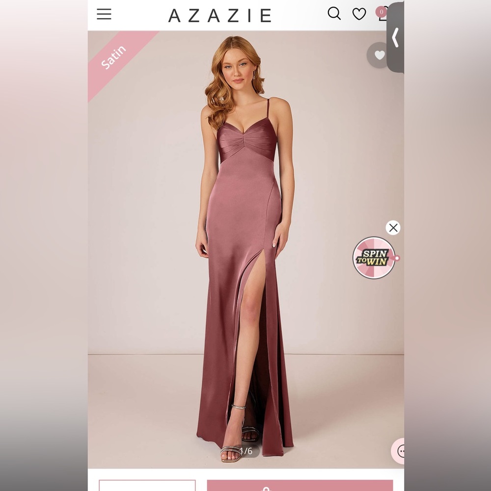 AZAZIE LINIA Mermaid Pleated Stretch Satin Floor-Length Dress Amethyst